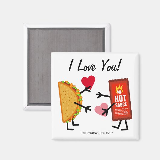 Taco & Hot Sauce - Ich Liebe Sie! (personalisierba Magnet (Vorderseite/Rückseite)