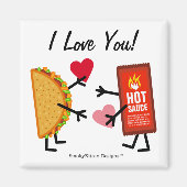 Taco & Hot Sauce - Ich Liebe Sie! (personalisierba Magnet (Vorne)