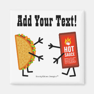 Taco & Hot Sauce - individuell anpassbar Magnet