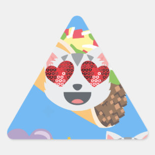 Taco-Katze-Emoji Dreieckiger Aufkleber