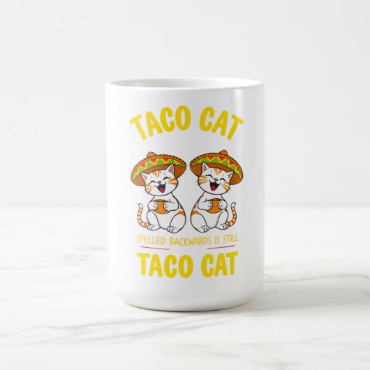 Taco Katze rückwärts geschrieben ist immer noch Ta Kaffeetasse (Mittel)
