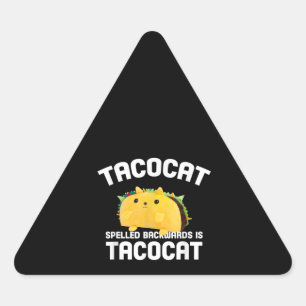 Taco Katze rückwärts geschrieben ist Taco Katze Dreieckiger Aufkleber