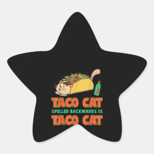 Taco Katze rückwärts geschrieben ist Taco Katze Fu Stern-Aufkleber
