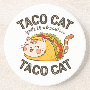 Taco Katze rückwärts geschrieben Taco Katze Niedli Getränkeuntersetzer