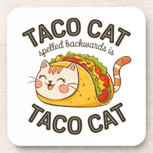 Taco Katze rückwärts geschrieben Taco Katze Niedli Getränkeuntersetzer