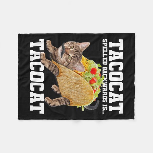 Taco Katze rückwärts geschrieben Tacocat Meme Albe Fleecedecke (Vorderseite (Horizontal))