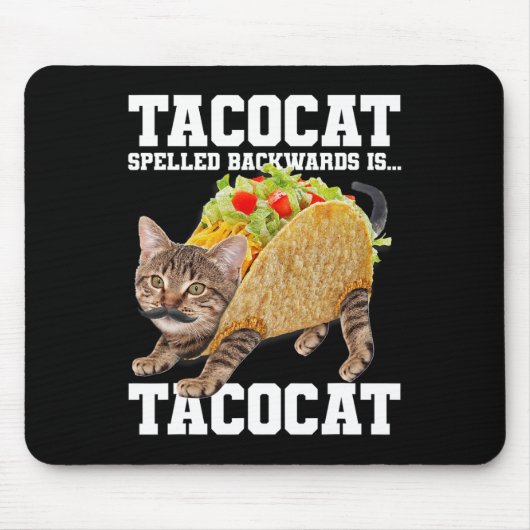 Taco Katze rückwärts geschrieben Tacocat Meme Albe Mousepad (Vorne)