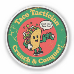 Taco-Liebhaber & Gamer "Taco-Taktiker Crunch-Erobe Aufkleber