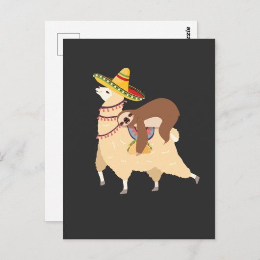 Taco Love Animals Lazy Sloth Riding Llama Postkarte (Vorne/Hinten)