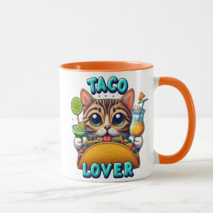 Taco Lover Katze mit erfrischendem Getränk Tasse