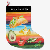 Taco Lover | Monogram Christmas Großer Weihnachtsstrumpf (Vorderseite)