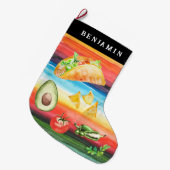 Taco Lover | Monogram Christmas Großer Weihnachtsstrumpf (Vorderansicht (hängend))