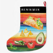 Taco Lover | Monogram Christmas Großer Weihnachtsstrumpf (Rückseite)