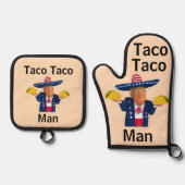 Taco Man Oven Mitt & Pot Holder Ofenhandschuh & Topflappen-Set (Vorderseite)