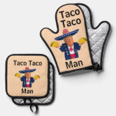 Taco Man Oven Mitt & Pot Holder Ofenhandschuh & Topflappen-Set (Vorderseite/Rückseite)
