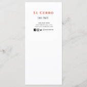 Taco Mexican Food Menu Card Menükarte (Rückseite)