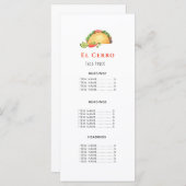 Taco Mexican Food Menu Card Menükarte (Vorne/Hinten)