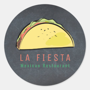 Taco Mexican Restaurant Modern Schwarz Unternehmen Runder Aufkleber