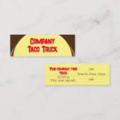 Taco Mexicanischer LKW mit Lebensmitteln gelb, rot Mini Visitenkarte (Vorne/Hinten)