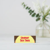 Taco Mexicanischer LKW mit Lebensmitteln gelb, rot Mini Visitenkarte (Stehend Vorderseite)