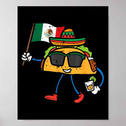 Taco Mexiko Flagge Cinco De Mayo Mexikanisch Poster (Vorne)