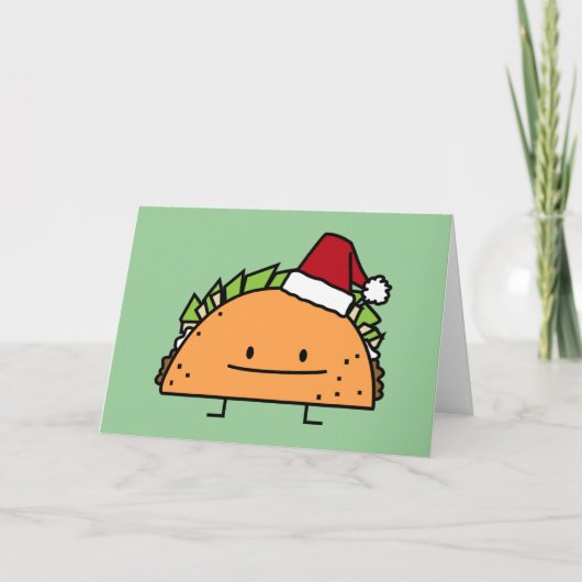 Taco mit Weihnachtsmannmütze Weihnachtsfleisch Mus Feiertagskarte (Vorderseite)