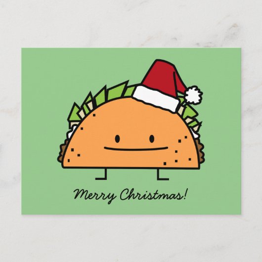Taco mit Weihnachtsmannmütze Weihnachtsfleisch Mus Feiertagspostkarte (Vorderseite)