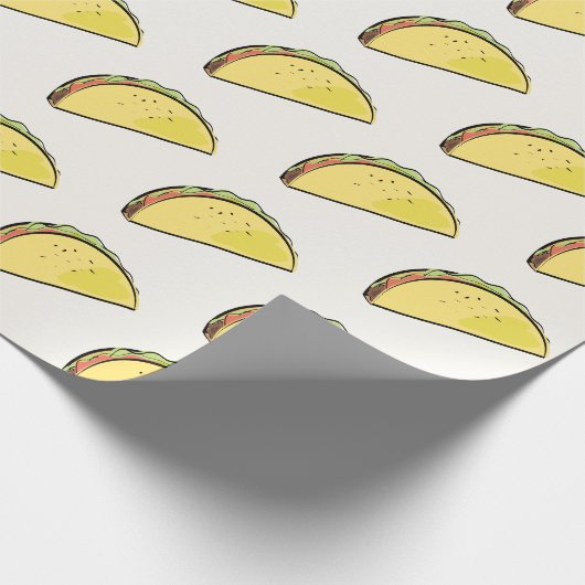 Taco-Muster-Creme Geschenkpapier (Ecke)