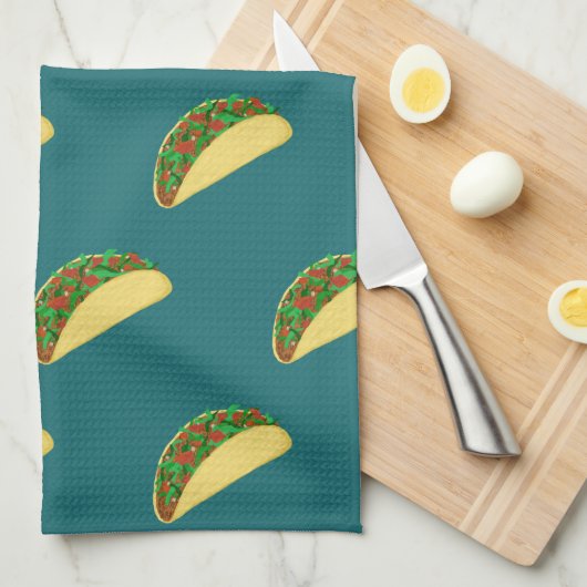 Taco Muster Deep Green Geschirrtuch (Viertel Falte)