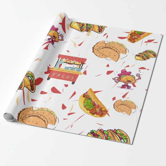 Taco-Muster mit Hintergrund des getrockneten Chili Geschenkpapier (Ungerollt)