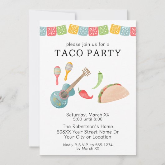 Taco Night Party Einladung (Vorderseite)