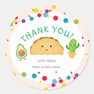 Taco Party Babydusche Danke Stickers