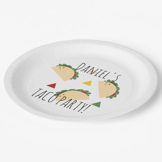 Taco Party Birthday Confetti Fiesta Geometric Pappteller (Schrägansicht)