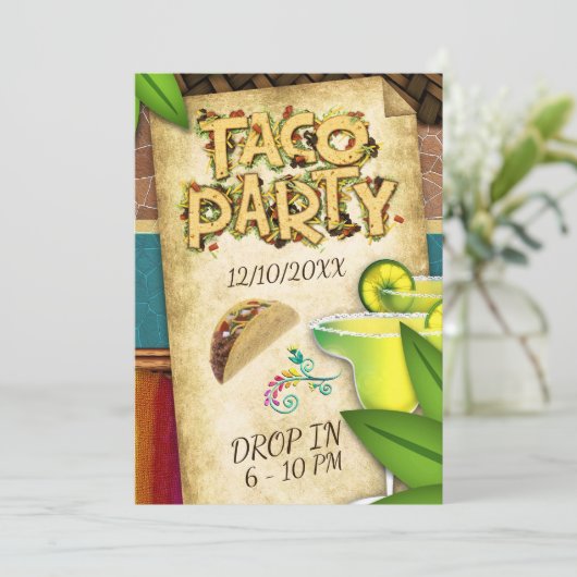 Taco Party Einladung (Stehend Vorderseite)