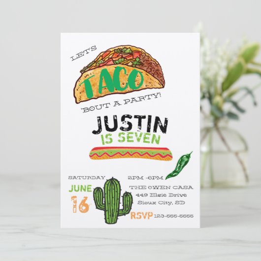 Taco Party Einladung (Stehend Vorderseite)