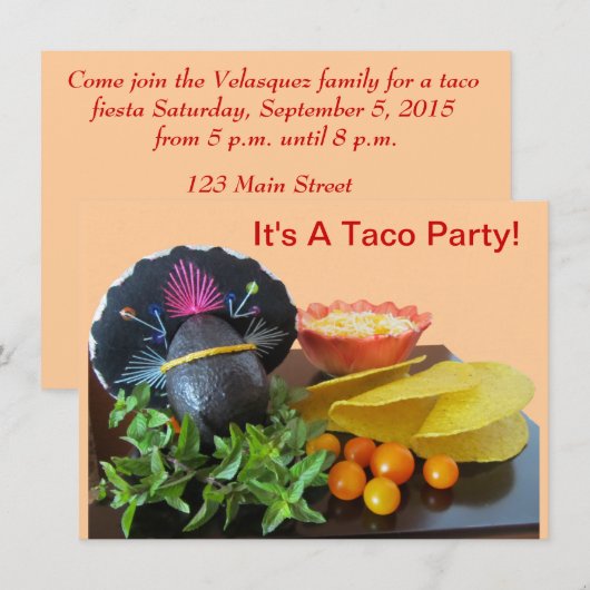 Taco-Party Einladung (Vorne/Hinten)