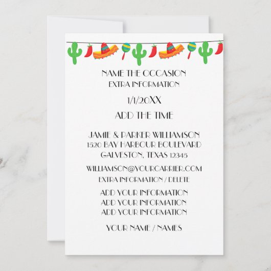 Taco Party Einladung (Rückseite)