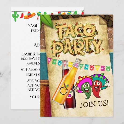 Taco-Party-Einladung Einladung (Vorne/Hinten)