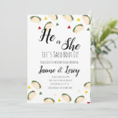 Taco Party Gender Reveal Er oder sie FIESTA Einladung (Stehend Vorderseite)
