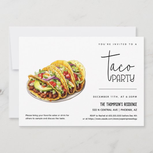 Taco Party Jedes Ereignis Party Taco Night Party Einladung (Vorderseite)