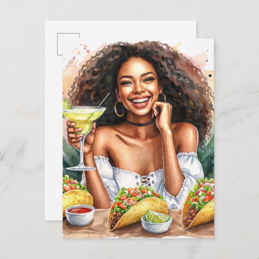 Taco Party With Margarita Einladungspostkarte (Vorne/Hinten)