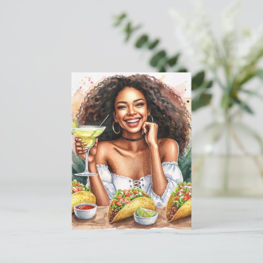 Taco Party With Margarita Einladungspostkarte (Stehend Vorderseite)