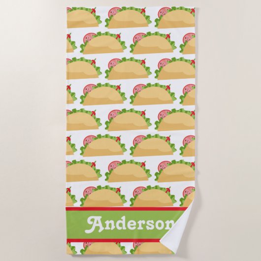 Taco Pattern Personalisiert Beach Handtuch (Vorderseite)