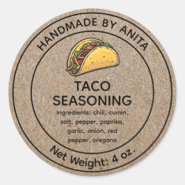 Taco Seasoning Blend Jar Label Kraft Papierstil Runder Aufkleber