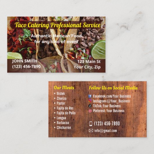 Taco Service Business Cards Visitenkarte (Vorne/Hinten)