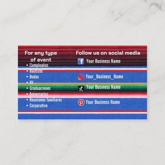 Taco Service Business Cards Visitenkarte (Rückseite)