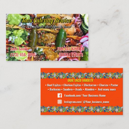 Taco service Business Cards Visitenkarte (Vorne/Hinten)