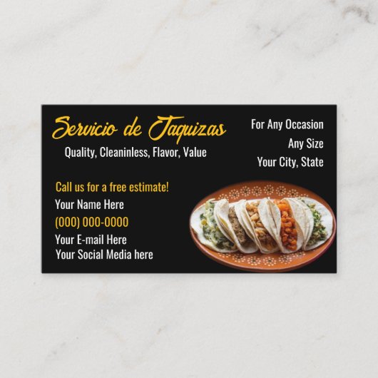 Taco-Service-Geschäftskarten Visitenkarte (Vorderseite)