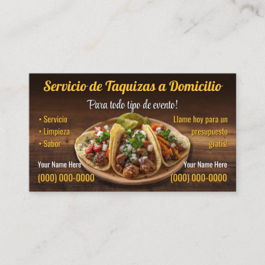 Taco-Service-Geschäftskarten Visitenkarte (Vorderseite)
