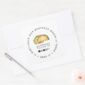 Taco shop Help our Business Grow Social media Quadratischer Aufkleber (Umschlag)